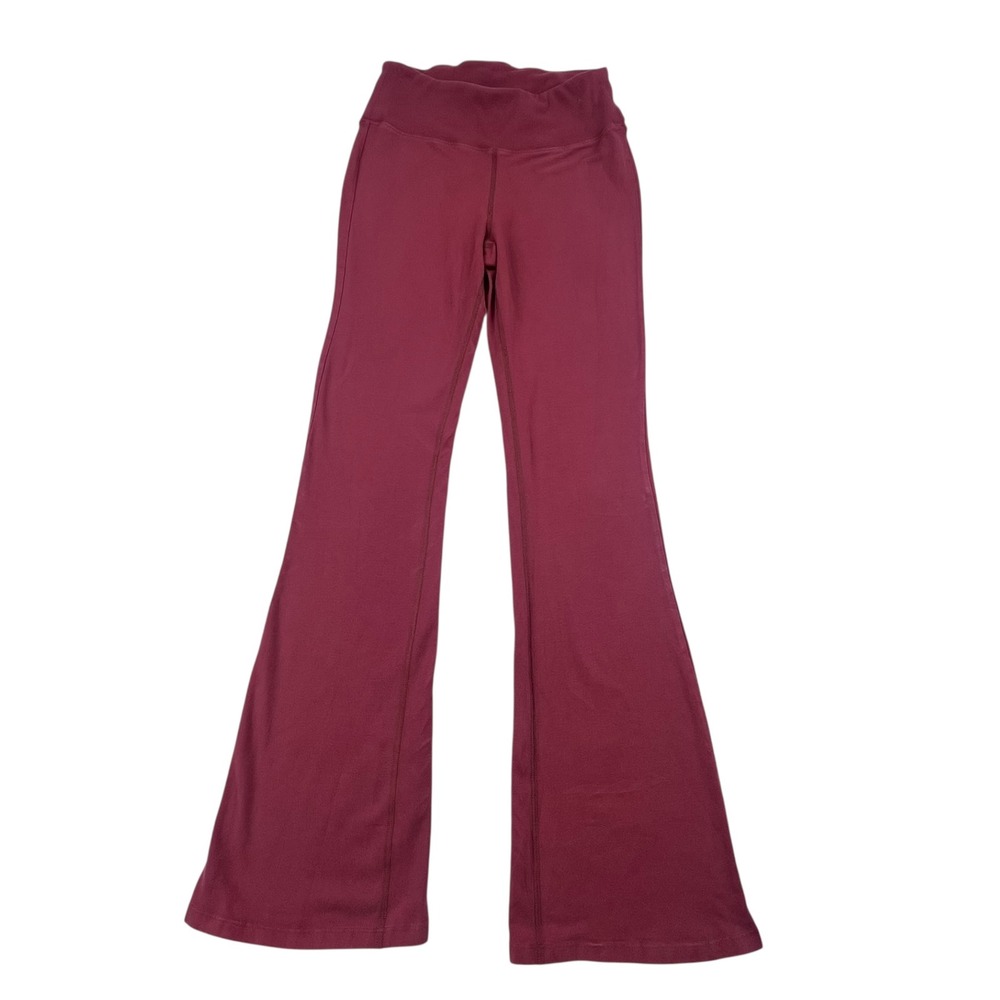 Free People FP Movement Flared Leggings Coral Pink High Rise Ribbed Waist Medium